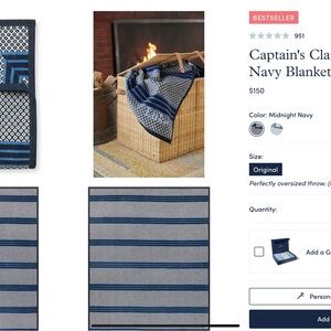 Chappy Wrap Dark Blue Captains Classic Original Throw Blanket 60x80